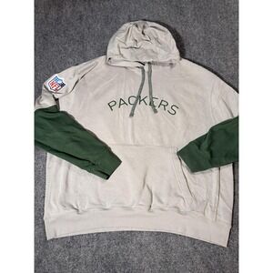 Green Bay Packers Hoodie Mens 2XL Beige NFL Football Nike Fleece Sweatshirt